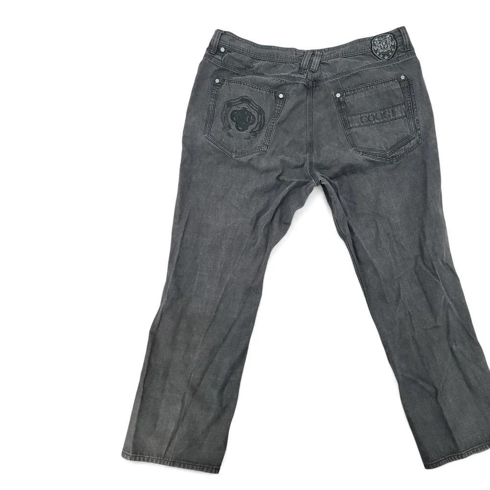 Coogi Jeans Men 46x36 Black Embroidered Logo Denim Streetwear Hip Hop Baggy‎